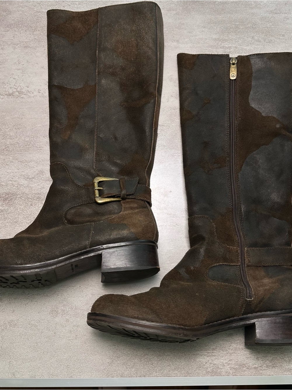 Donald J. Pliner Brown Suede Mid-Calf Buckle Boots